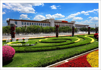 美丽中国2《美丽北京--花坛与国家博物馆》支箭（先生实名--用改制摄影长杆撑相机拍摄）.jpg