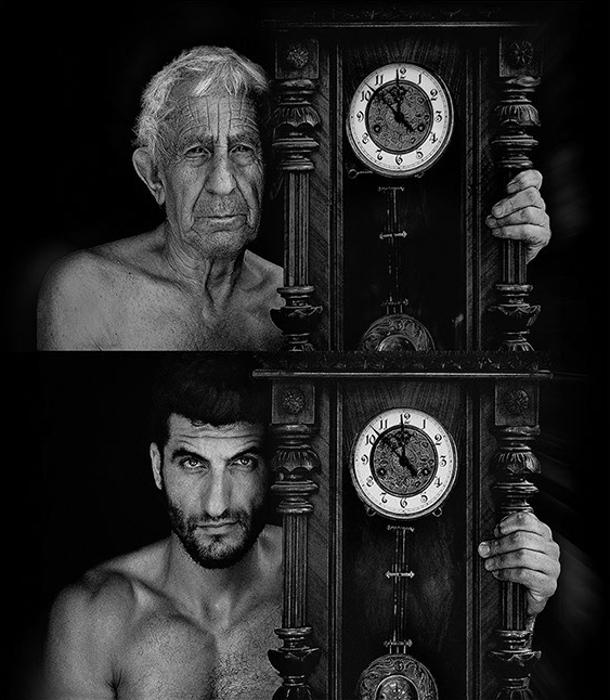 Grandfather Grandson and Time,Leonid Goldin,Israel.png